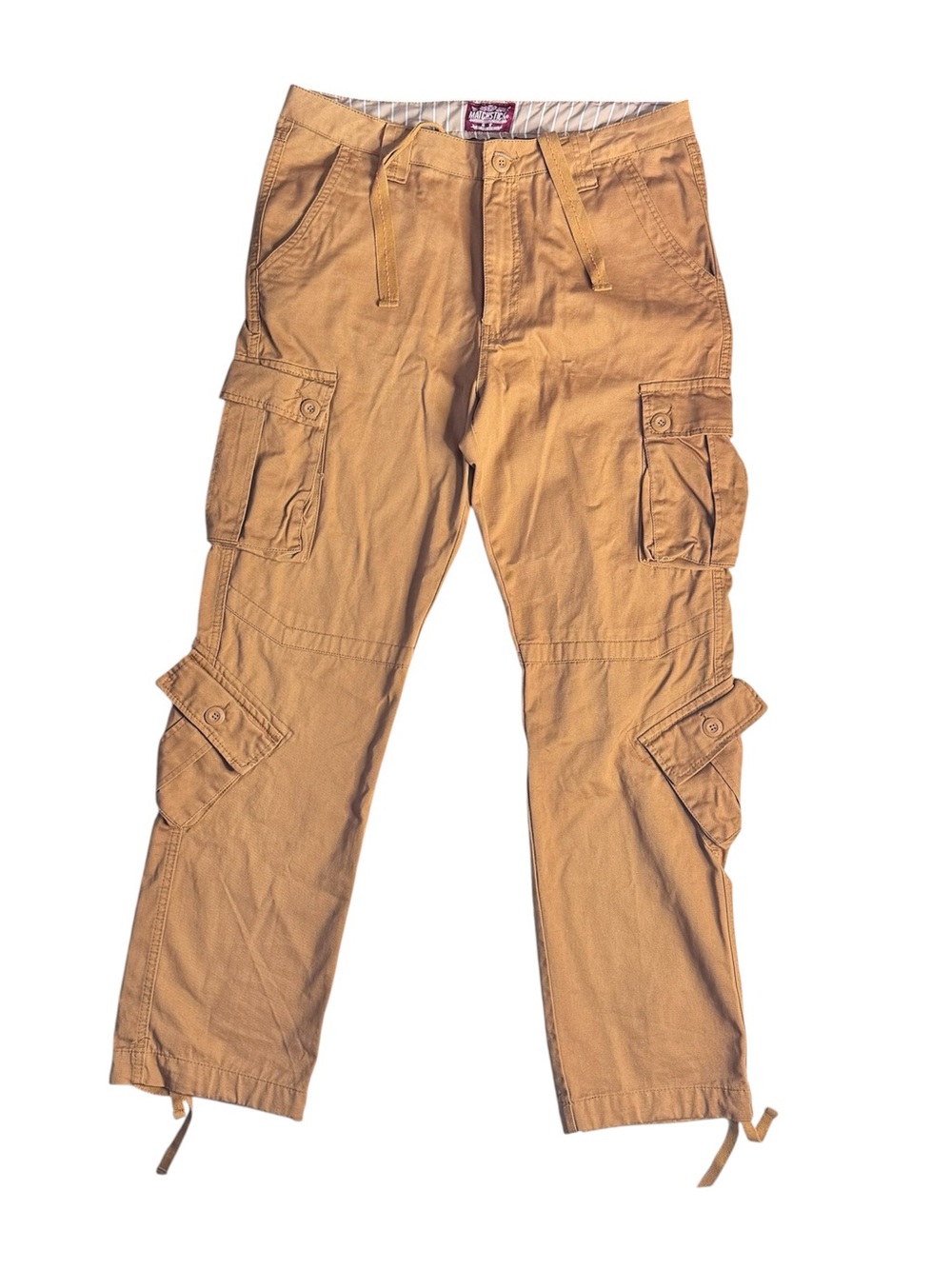 Matchstick Men’s Cargo Pants Size XXL 36 Tan Brown Multi Pocket 100% Cotton